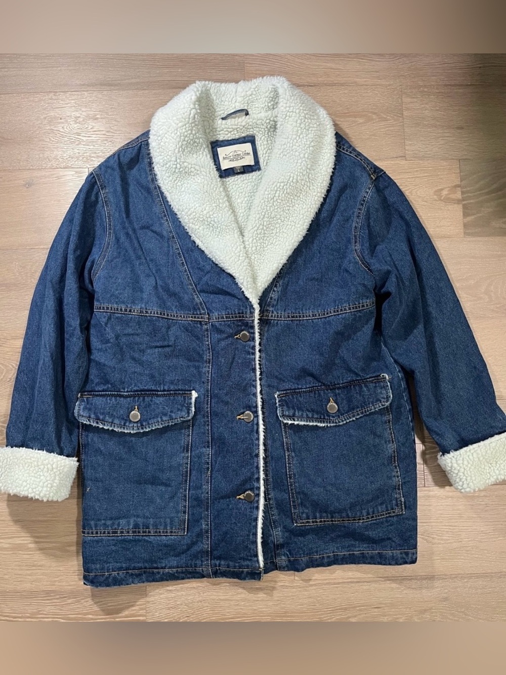 Ashley Vintage Charm Sherpa Lined Denim Chore Jacket Large (Oversized)